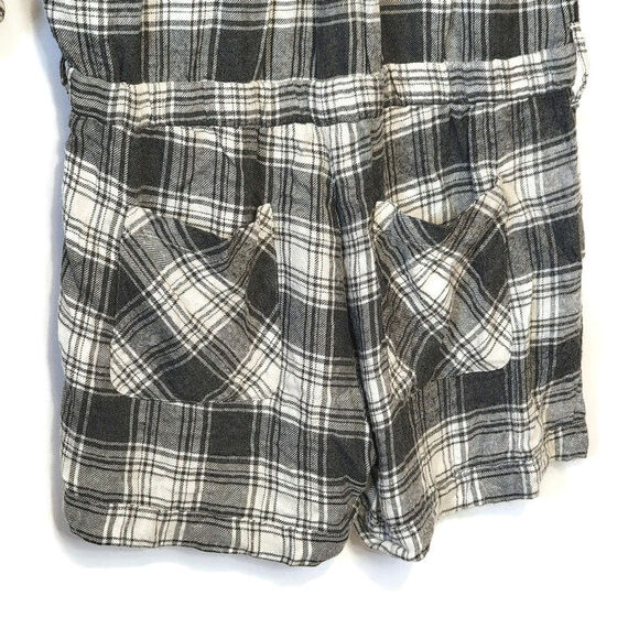 Anthropologie Cloth & Stone Plaid Romper Relaxed Fit Soft Casual Gray White S - Picture 10 of 14